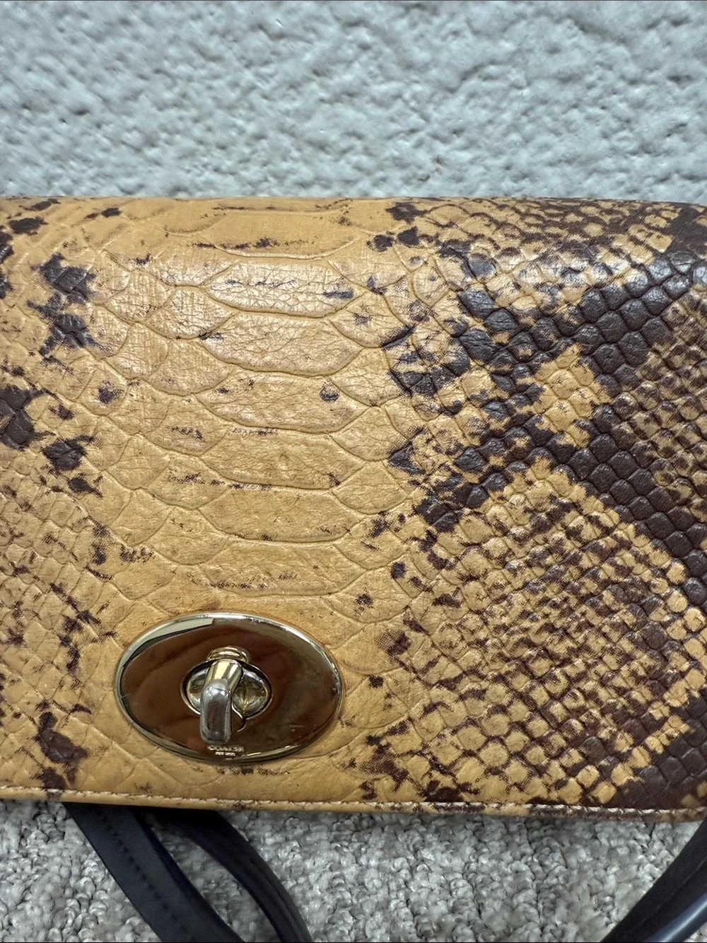Vintage Y2K Coach Snake-Embossed Crossbody Bag in Brown and Black